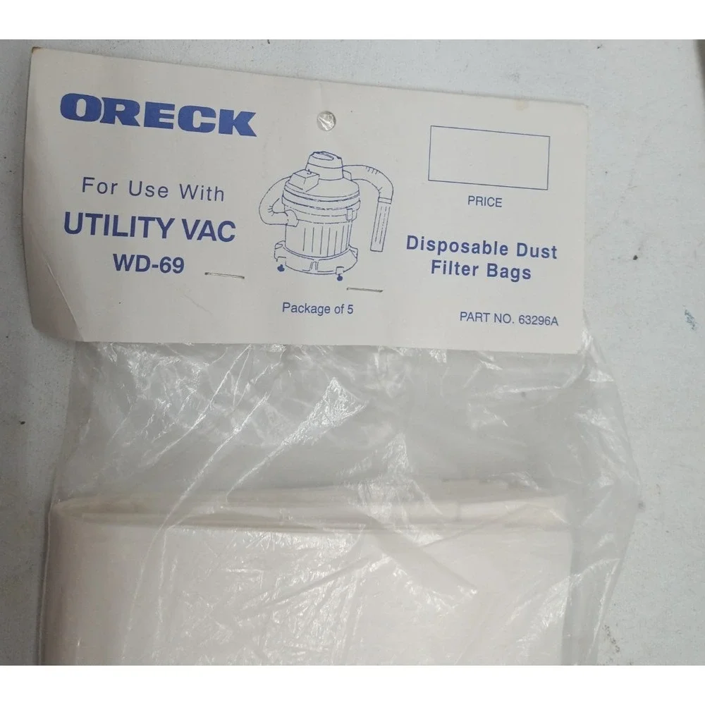 Oreck disposable dust filter bags SD-69 OEM Part #63296A [6 Pack]